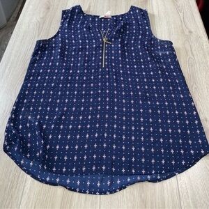 Dressbarn Blue and White Sleeveless shirt Tank Top